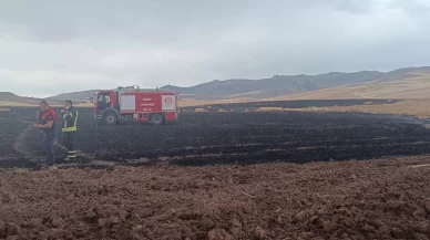 Siirt'te yıldırım düşen tarlada yangın çıktı