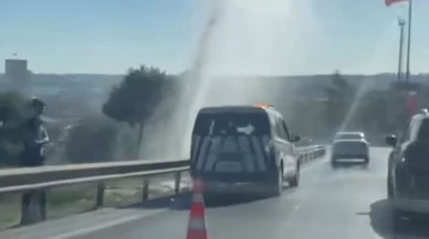 E-5 karayolunda su borusu patladı: Trafikte aksamalar yaşandı
