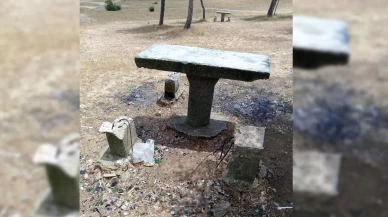 Mesire alanındaki oturma alanlarına zarar verdiler