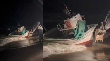 Sakarya'da 8 metrelik balıkçı teknesi karaya oturdu