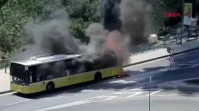 İETT otobüsü alev alev yandı