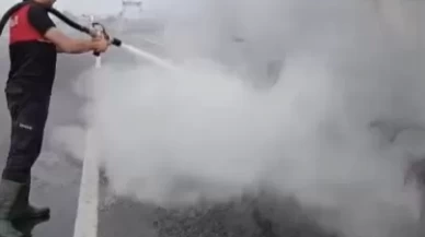 Osmaniye'de asfalt yüklü tankerde yangın