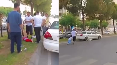 Babalarıyla yolun karşısına geçen çocuklara otomobil çarptı: O anlar kamerada