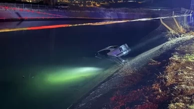 Otomobil sulama kanalına uçtu!