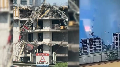 İnşaat alanındaki vincin devrilme anı kamerada