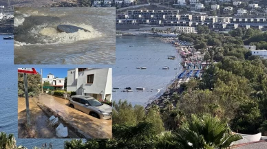 Bodrum'da içme suyu isale hattı patladı: Tonlarca su sokağa taştı