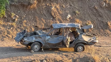 Otomobil uçurumdan yuvarlandı!