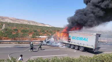 Park halindeki tıra çarpan tır alev topuna döndü