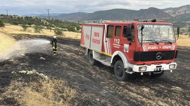 Kopan elektrik teli yangına sebep oldu: 3 dönümlük tarla zarar gördü
