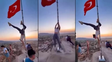 Türk bayrağına skandal hakaret!