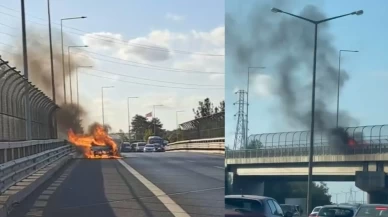 Ümraniye’de otomobil alev alev yandı