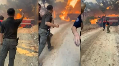 Çanakkale'deki yangında itfaiye ekibi büyük tehlike atlattı! O anlar kamerada
