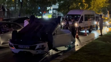 İstanbul'da kontrolden çıkan otomobil takla attı