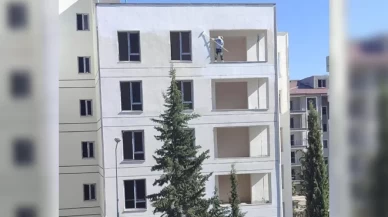 İnşaat işçisi canını hiçe sayarak çalıştı