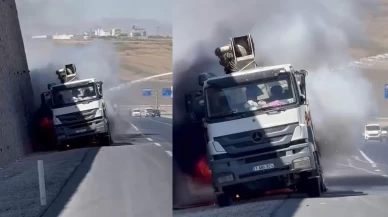 Diyarbakır’da kamyon seyir halindeyken alev aldı