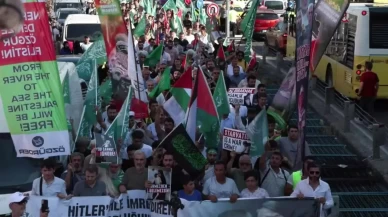 İstanbul'da Gazze'ye destek yürüyüşü düzenlendi