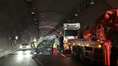 Kuzey Marmara Otoyolu'nda sebze yüklü tır devrildi