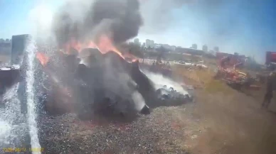 Diyarbakır'da tonlarca kauçuk ve zemin yapıştırıcısı yandı