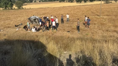 Otomobil tarlaya düştü: 1 ölü, 5 yaralı