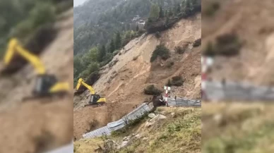 Boğaz Yaylası yolunda iş makineleri heyelanlarla mücadele ediyor