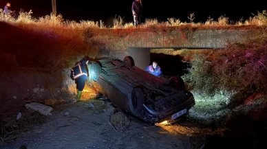 Çorum’da otomobil köprüden uçtu