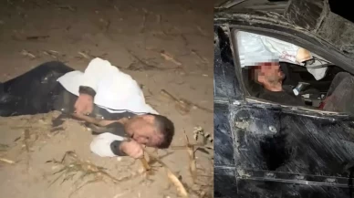 Akıl almaz kaza! Alkollü sürücünün kontrolünden çıkan araç taklalar atarak tarlaya uçtu