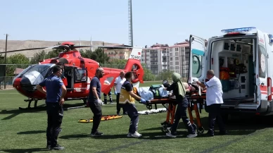 Malatya'da ambulans helikopter ağır yaralanan tır sürücüsü için havalandı