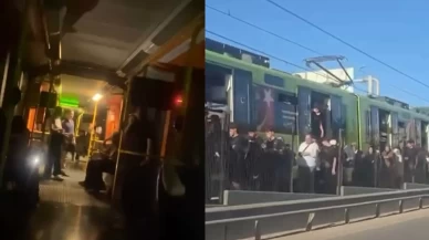Bursa'da metro durdu, vatandaşlar raylardan yürüdü