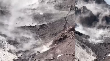 Sıcak hava Ağrı Dağı'nı harekete geçirdi: Kayalar peş peşe düştü