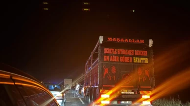 Motosiklet seyir halindeki tıra çarptı: 2 yaralı