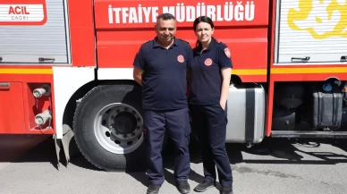 Çankırı’da itfaiyeci çiften omuz omuza bir çalışma