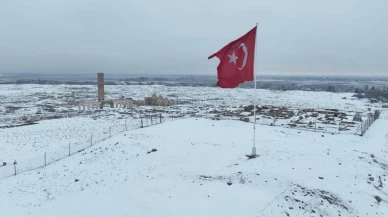 Harran’ın tarihi dokusuna kar rötuşu: İşte o görüntüler