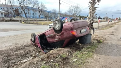 Takla atan otomobilden sağ çıktılar