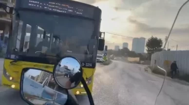 Motosikletli İETT otobüsüyle çarpışmaktan kıl payı kurtuldu