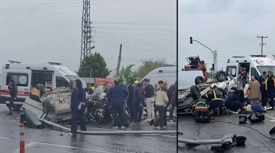 Refüje çarpan otomobildeki aileyi itfaiye kurtardı