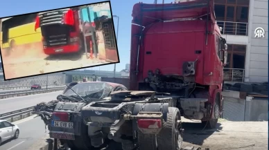 Beylikdüzü'nde İETT dehşet saçtı: Park halindeki TIR'a ok gibi saplandı!