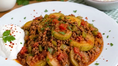 Gelinim Mutfakta Kıymalı Kabaklama tarifi