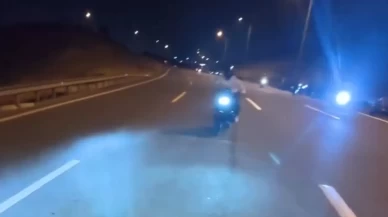Ters yönden gelen motosiklet dehşet saçtı