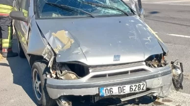 D-100’de kontrolden çıkan otomobil takla attı