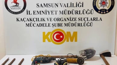 Eski binadaki halının altından kaçak kazı çıktı