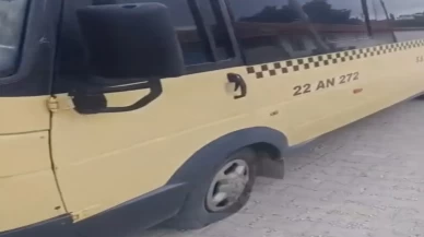 Keşan’da vicdansızlık: Minibüsün lastiklerini kestiler