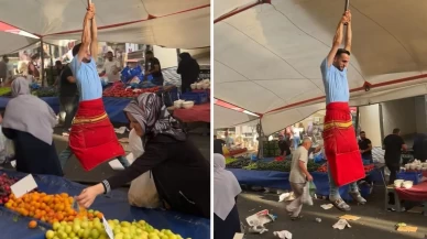 Pazarcı metrelerce havaya uçtu