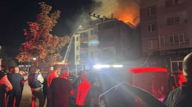 Bolu'da apartmanın çatı katında korkutan yangın!