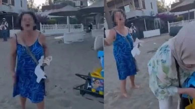 Plajda yaşlı kadından anne ve kıza hakaret