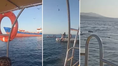 Yalova'da tankerin çarptığı tekne battı: 2 kişi denize atladı