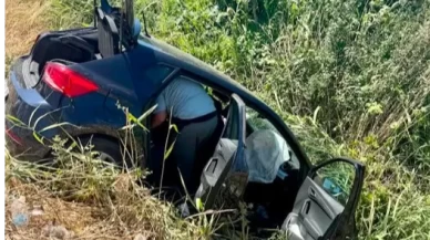 Otomobil sulama kanalına devrildi: 6 yaralı