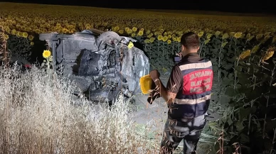 Tekirdağ’da otomobil ayçiçeği tarlasına devrildi: 3’ü çocuk 5 yaralı