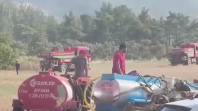 Traktörünü ve su tankerini alan yangına koştu