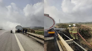 Yanıcı madde taşıyan tanker alev aldı!