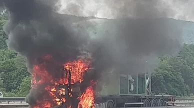 Bolu’da seyir hâlindeki TIR alevlere teslim oldu